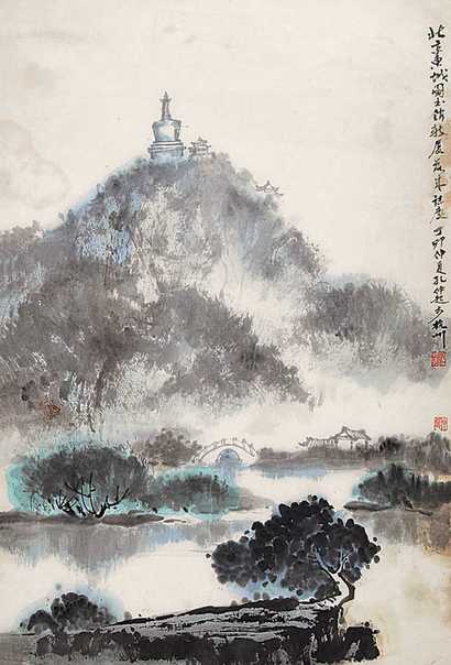 孔仲起 山水 镜心